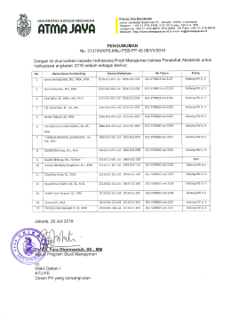 PA Mahasiswa angkatan 2016 - Universitas Katolik Indonesia Atma