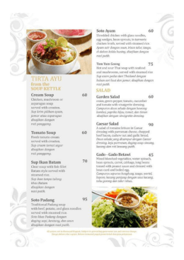 Tirta ayu Menu