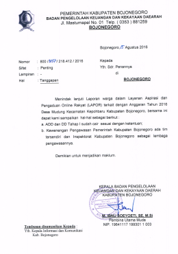 Page 1 PEMERINTAH KABUPATEN BOJONEGORO BADAN