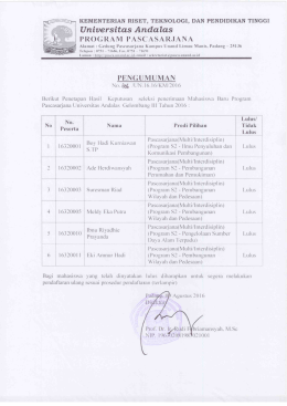 disini - Pascasarjana Universitas Andalas