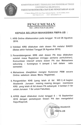 AK No 299 Pengumuman - Fakultas MIPA Universitas Brawijaya