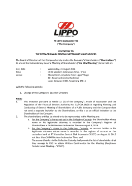 PT LIPPO KARAWACI TBK ("The Company") INVITATION TO THE