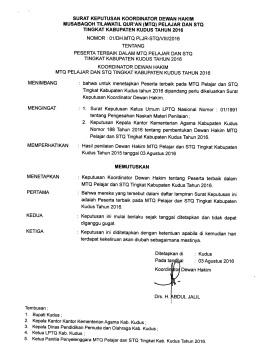 SK Dewan Hakim Musabaqoh Tilawtil Quran