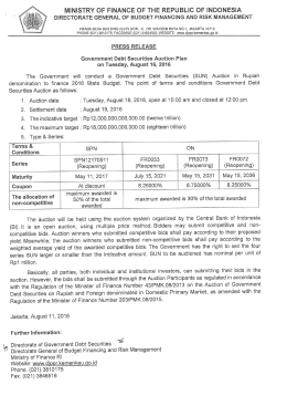 Page 1 MINISTRY OF FINANCE OF THE REPUBLIC OF
