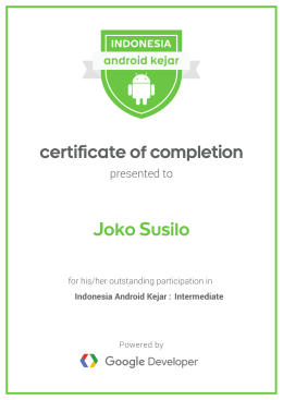 certificate of completion Joko Susilo