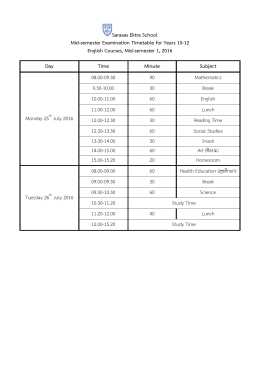 Sarasas Ektra School Mid-semester Examination Timetable for