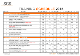 Training Calendar 2015