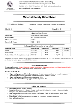 Material Safety Data Sheet - บริษัท ไทย อีเอส เคมีภัณฑ์ (ประเทศไทย