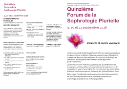 Le programme - Forum de Sophrologie Plurielle
