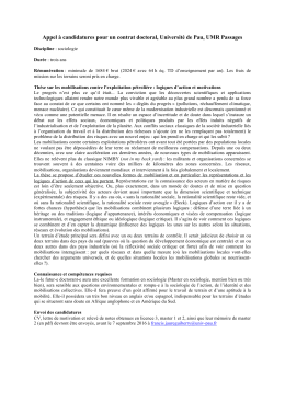 Appel à candidatures pour un contrat doctoral, Université de Pau