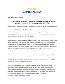 Cineplex lance sa campagne « Beau temps