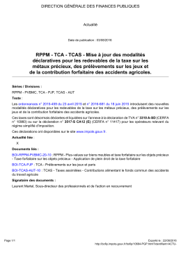 RPPM - TCA - TCAS - Mise à jour des modalités