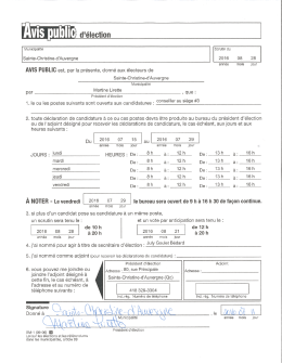 Avis de scrutin - Municipalité de Sainte-Christine