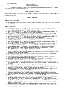 Page 1 VILLE DE SERANG CONSEIL COMMUNAL Le collège
