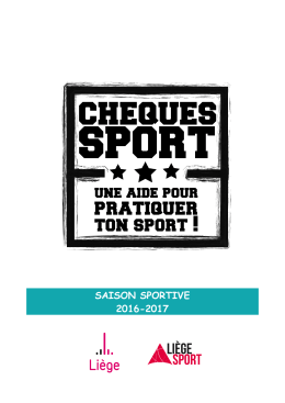 "Chèques-sport Ville de Liège" pour la saison 2016-2017
