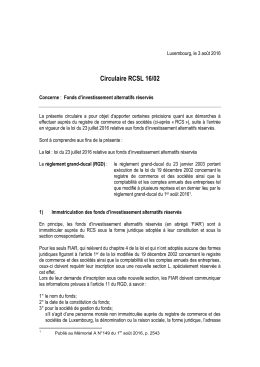 Circulaire RCSL 16/02 - Registre de Commerce et des Sociétés