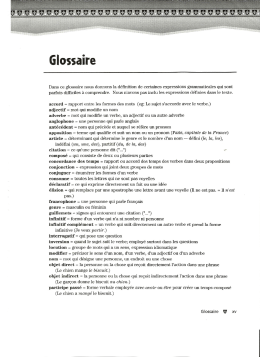 Page 1 Glossaire Dans ce glossaire nous donnons la définition de