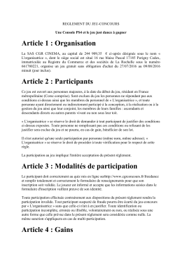 Article 1 - Concours CGR