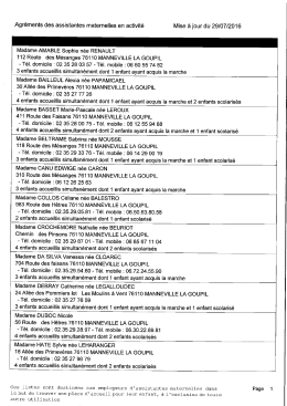 liste mise &agrave; jour du 29 juillet 2016