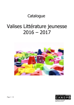 Valises Littérature jeunesse 2016 – 2017