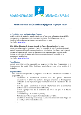 pour le projet HERA - Foundation for Future Generations