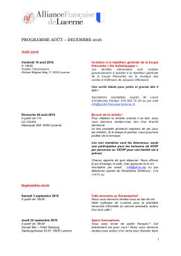 Le programme 2016 - Alliance Française de Lucerne
