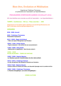 Programme du Symposium de La Rochelle - Juillet