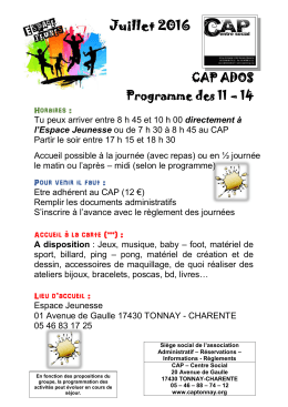 CAP ADOS Programme des 11 – 14