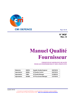 Manuel Qualité Fournisseur