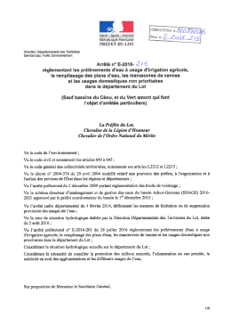 Arrêté préfectoral n° E-2016-215 du 5 août 2016 réglementant les