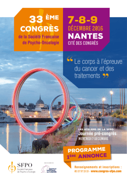 33ème congrès de la SFPO, Nantes décembre 2016. “ Le corps à l