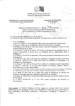 Avis de concours pour le recrutement de 30 Comptables du Trésor