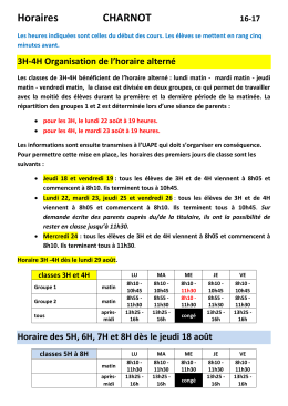 Horaires CHARNOT