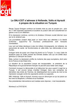 Adresse SNJ-CGT à Hollande sur Turquie