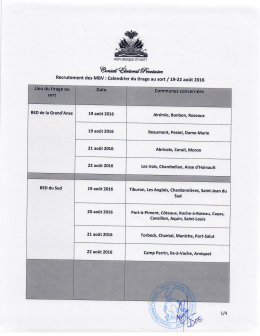 Page 1 R&Eacute;PUBLIQUE D`HAITI Recrutement des MBV : Calendrier