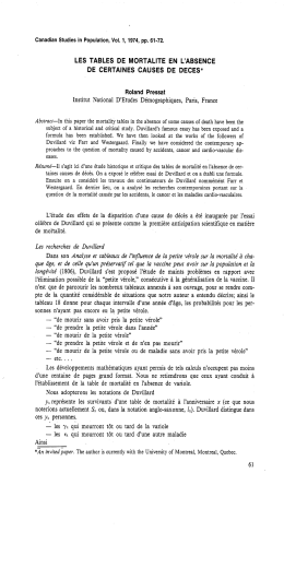 les tables de mortalite en l`absence de certaines causes de
