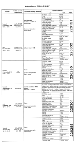 Horaire des visioconférences 2016-2017 (à venir)