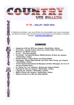 Country Web Bulletin N°95 Juillet/ Aout 2016