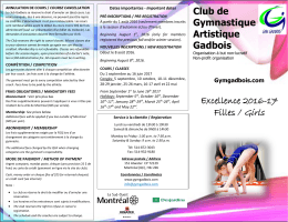 Excellence - Fille - Le Club de Gymnastique Artistique Gadbois