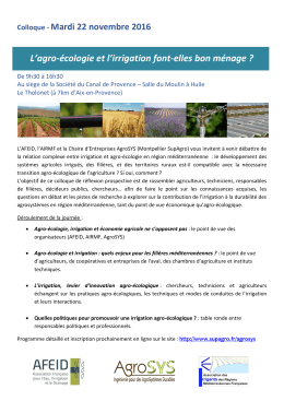 Colloque agro-écologie et irrigation