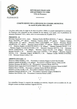 Compte rendu de la s&eacute;ance du conseil municipal du 26