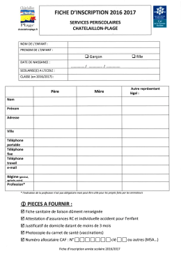 Fiche inscription 2016-2017 - Châtelaillon
