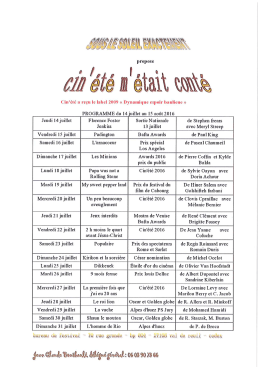 Voir le programme Cin`&eacute;t&eacute; 2016 - Val-de