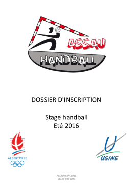 Dossier d`inscription stage été 2016