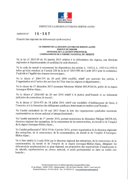 l`arrêté préfectoral n° 16-367 fixant la liste régionale des