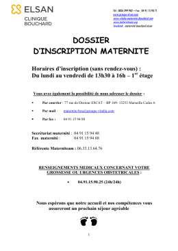 Dossier d`inscription Bouchard - Clinique Maternité Bouchard à