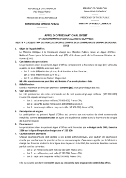 AAO 106 VEHICULES CUD Franç - Ministère des Marchés Publics