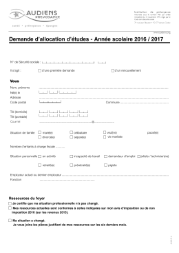 Demande d`allocation d`études - Année scolaire 2016 / 2017
