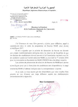 Bourses du MAB pour jeunes scientifiques pour 2017