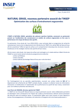 NATURAL GRASS, nouveau partenaire associé de l`INSEP